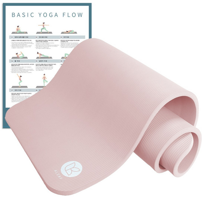 아리프 NBR 요가매트 20mm + 운동 가이드 포스터 세트, 소프트 핑크, 1세트