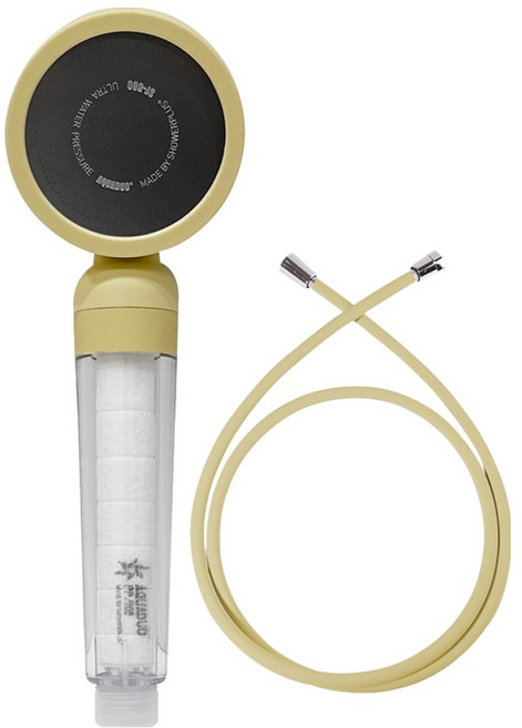 아쿠아듀오 퓨어 컬러 필터샤워기 + PVC 호스 2m 세트, 버터, 1세트