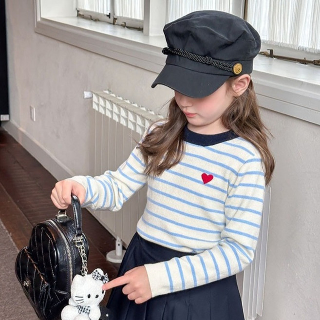 스타빈 아동용 하트자수 긴팔 니트