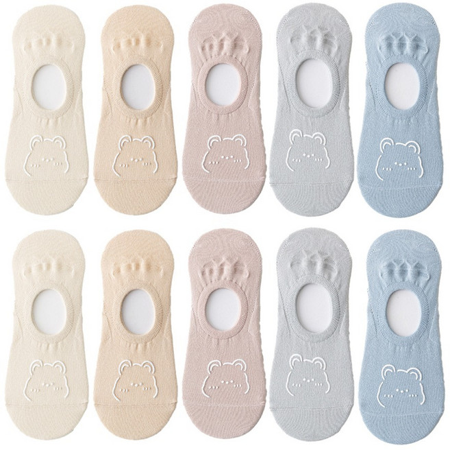 엘쏘 여성용 안벗겨짐 자물쇠 더블 실리콘 보강 페이크삭스 10켤레 세트