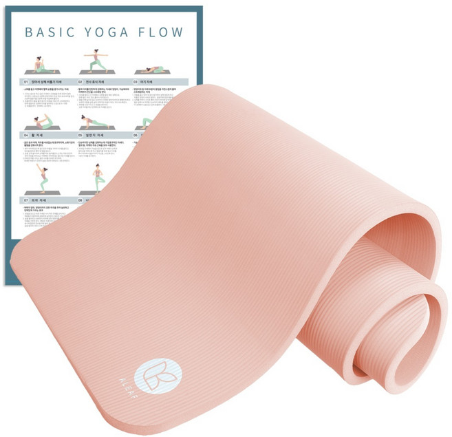 아리프 NBR 요가매트 20mm + 운동 가이드 포스터 세트, 코랄 핑크, 1세트