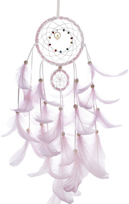 브리즈문 감성 캠핑 차박 장식 소녀의꿈 LED 드림캐쳐, 핑크