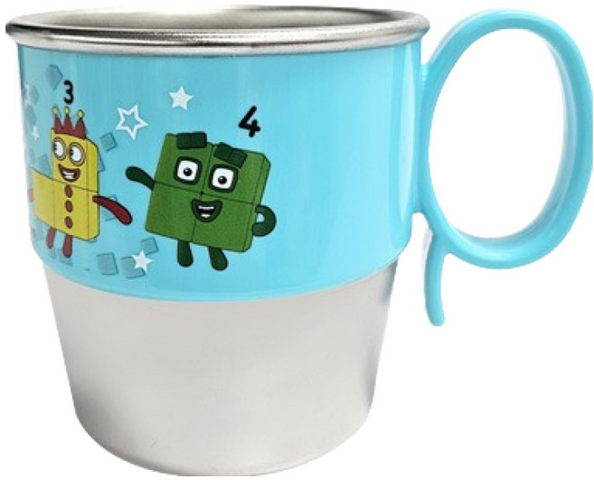 르번 유아용 넘버블록스 손잡이스텐컵, 혼합색상, 1개, 280ml