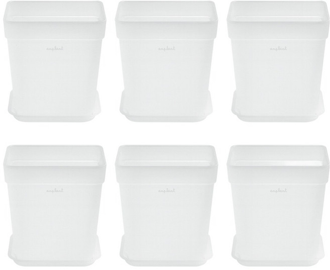 앙플랜트 사각 스퀘어 슬릿화분 받침 세트, 투명, 6개