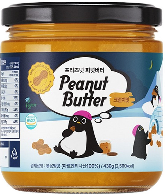 프리즈넛 피넛버터 크런치 100%, 1개, 430g