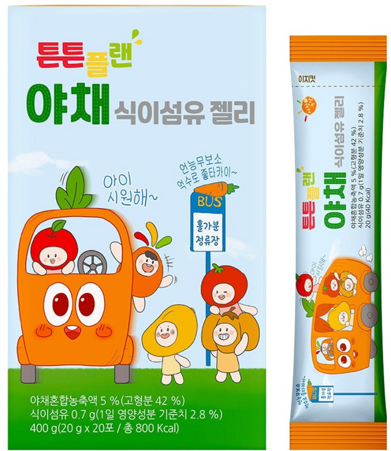 아람농장 튼튼플랜 식이섬유 야채 젤리 20p, 1개, 400g