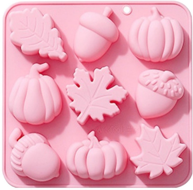 이홈베이킹 실리콘몰드 9구 가을분위기 도토리 단풍, 랜덤발송, 1개