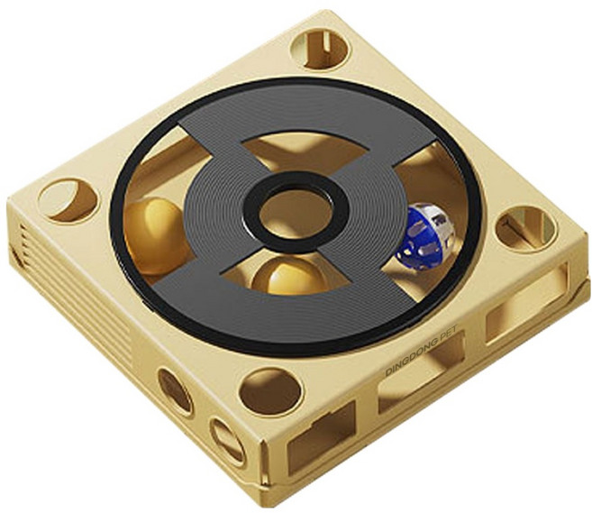 딩동펫 고양이 미로 턴테이블 방울공 장난감, 옐로우, 1개