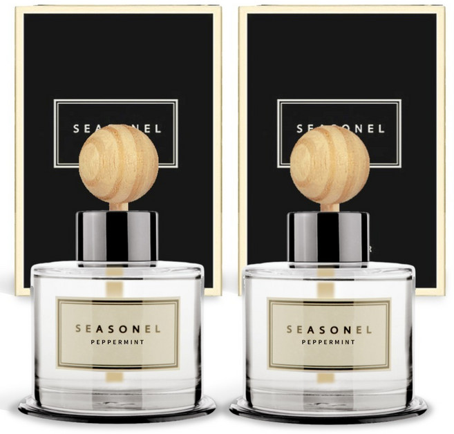 시즈넬 차량용 디퓨저 50ml 본품 + 우드볼 세트, 페퍼민트, 2세트
