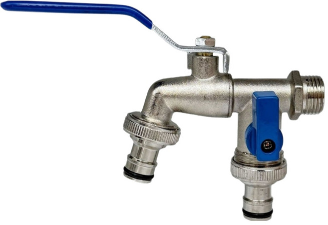 HINBA 정원용 이중 수도꼭지 세탁기형 파란색, 1개