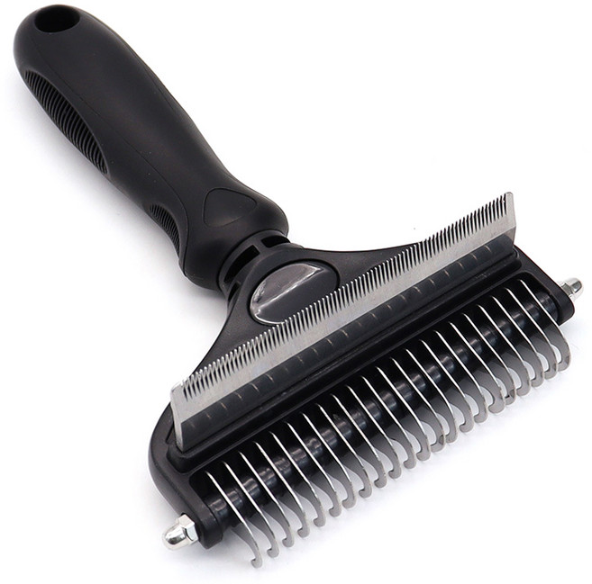 케리빙 강아지 대형견 털갈이 빗 12.5 x 18 cm, 블랙, 1개