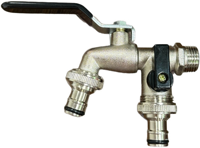 HINBA 정원용 다용도 이중 수도꼭지 세탁기형 검정, 1개