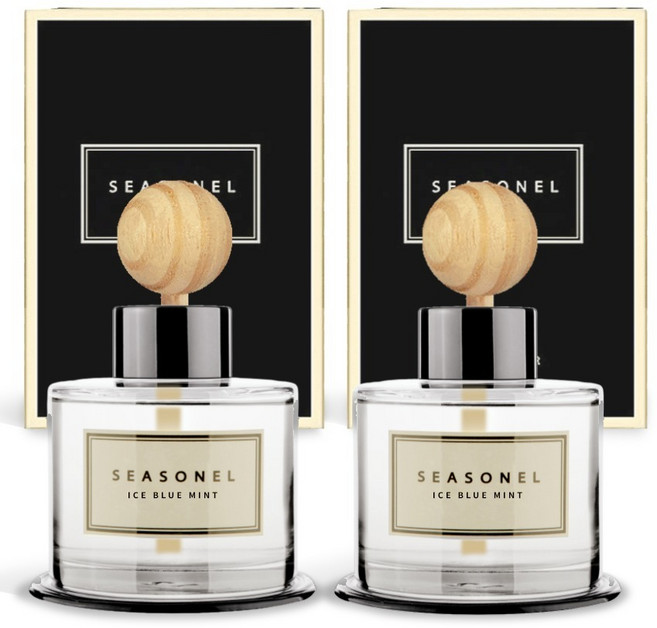 시즈넬 차량용 디퓨저 50ml 본품 + 우드볼 세트, 아이스블루민트, 2세트
