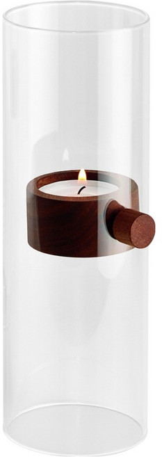 Philippi 玻璃懸浮木座燭台, 透明色 + 咖啡色