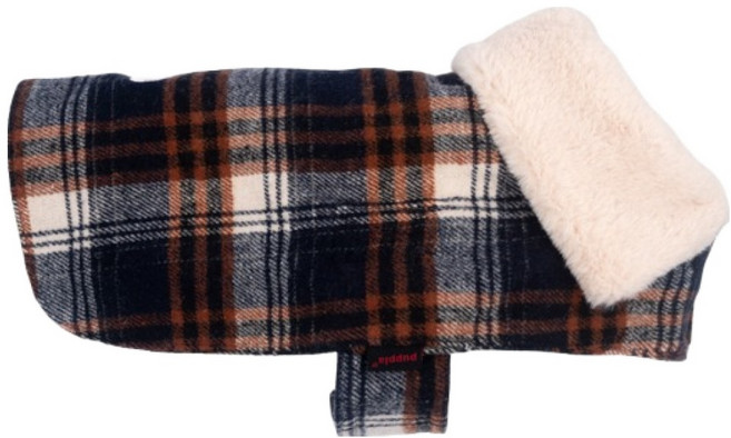 퍼피아 반려동물 윈저 클래식체크 퍼카라 코트 CA2259, 네이비, 1개