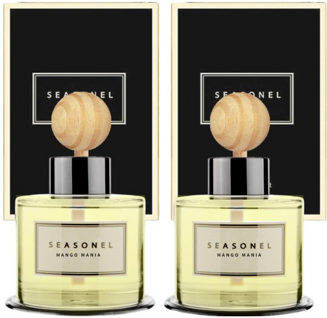 시즈넬 차량용 디퓨저 50ml 본품 + 우드볼 세트, 망고매니아, 2세트