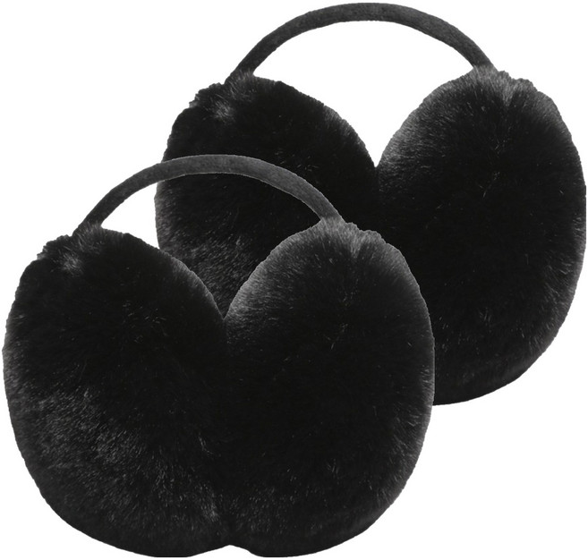 웰픽 스포츠 방풍따뜻한 보온귀마개, 블랙 퍼방울 스타일, 2개