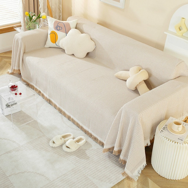 GUNU 사계절 소파 담요 블랭킷, 브라운, 2개