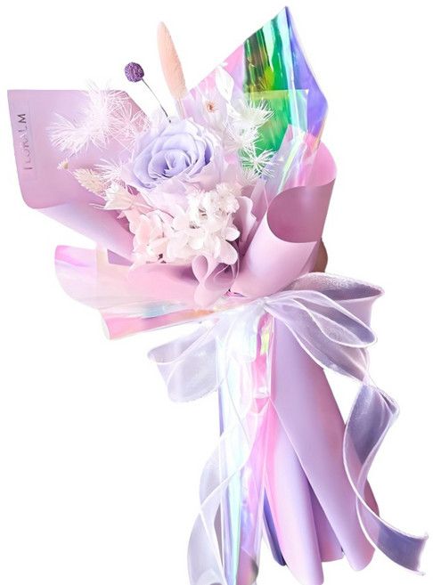 Floral M So Heart 克羅之心永生玫瑰花束, 紫色