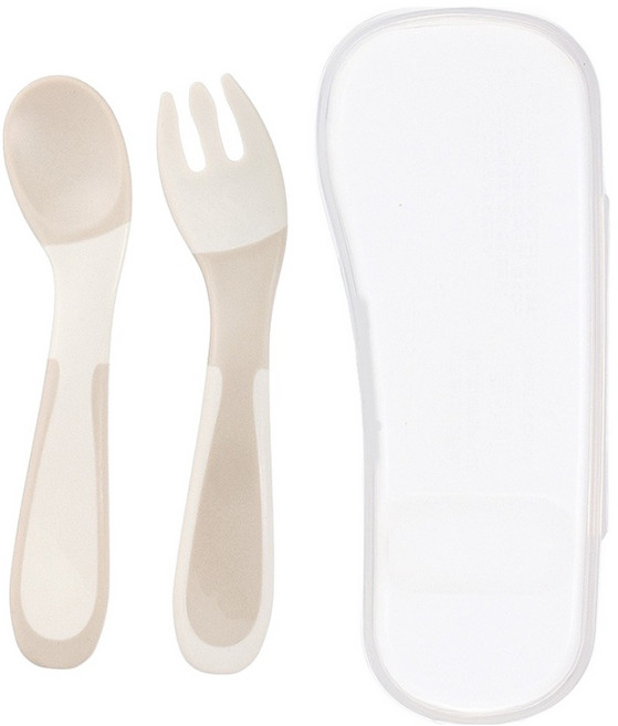 릿첼 T L I 자기주도 스푼 포크 세트 STEP 1, 베이지 + 화이트, 1세트