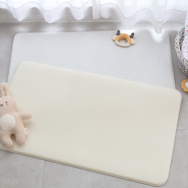 베베프 기저귀교환대 갈이대 전용 PVC 양면쿠션 매트, 버터크림 + 라이트그레이