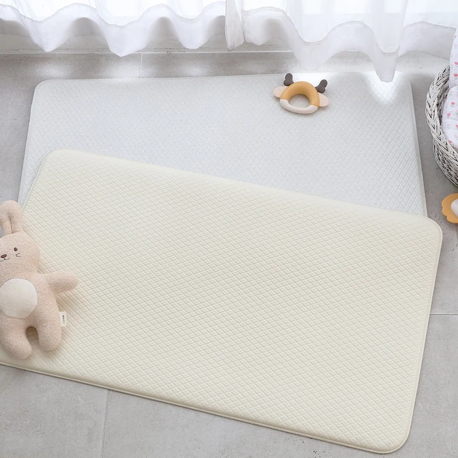 베베프 기저귀교환대 갈이대 전용 PVC 양면쿠션 매트, 버터크림 + 라이트그레이 - 쿠팡