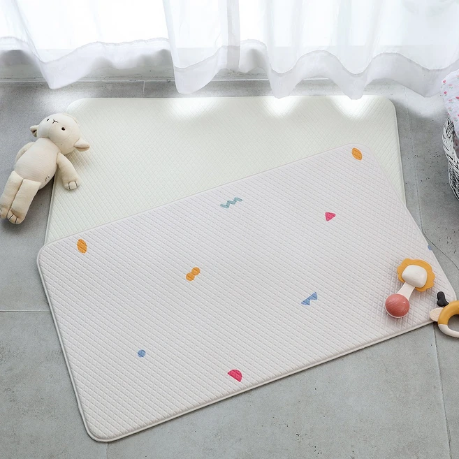 베베프 기저귀교환대 갈이대 전용 PVC 양면쿠션 매트, 크레용 + 아이보리 - 쿠팡