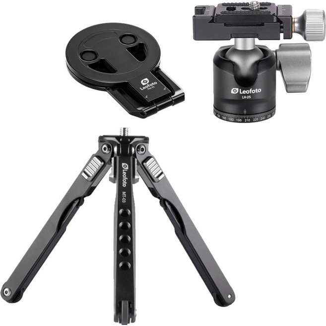 레오포토 스파이더 미니삼각대 + 볼헤드 + 맥세이프 스마트폰 스탠드 블랙 세트, 1세트, MT-03 + LH-25 + PU-25 + PM-05-BK