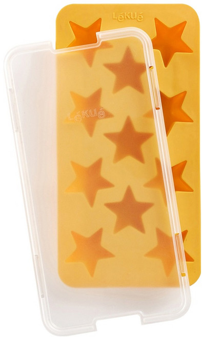 LeKue 11格附蓋星星製冰盒, 1個, 杏黃色