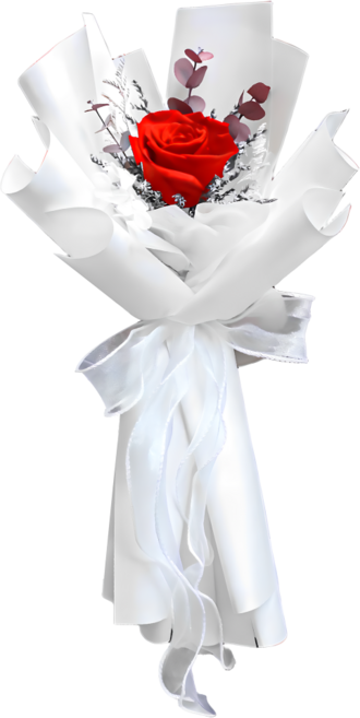 Floral M La Rose 高級法式白永生玫瑰花束, 白色