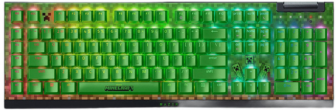 RAZER 雷蛇 BlackWidow 黑寡婦 V4 X 幻彩版 機械式電競鍵盤 (英文/Minecraft 限定版), 綠軸, RZ03-04704100-R3M1, 綠色