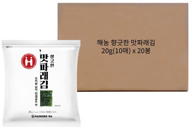 해농 향긋한 맛 파래김 10매, 20개, 20g