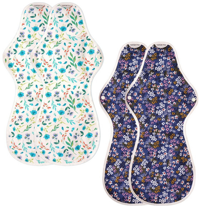 hannahpad 純棉布衛生棉, 特大夜用型, 4片, 1組