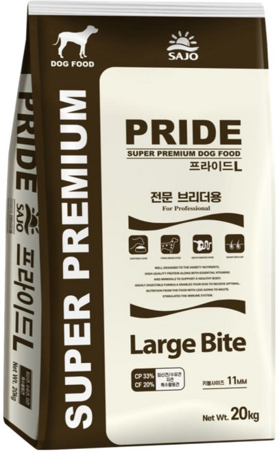사조 프라이드 강아지 라지바이트 건식사료, 20kg, 1개, 닭