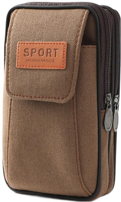 에픽스 벨트형 핸드폰 허리 가방 파우치 세로형 3단, 브라운, 1개
