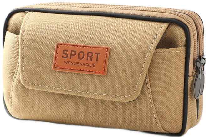 에픽스 벨트형 핸드폰 허리 가방 파우치 가로형 3단, 베이지, 1개