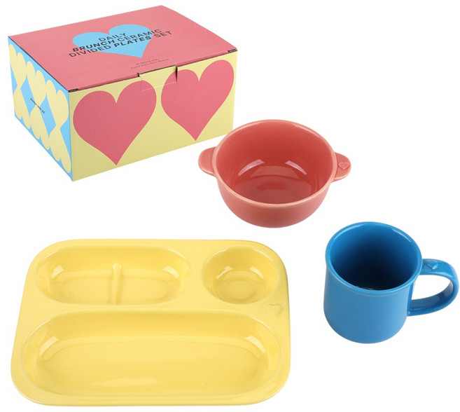 데일리라이크 데일리 브런치 세라믹 식판 세트, 01 팝핑캔디, 1세트