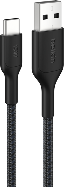 벨킨 USB A-C USB IF 브레이디드 케이블 CAB022fq, 블랙(CAB022fq1MBK), 1개, 1m