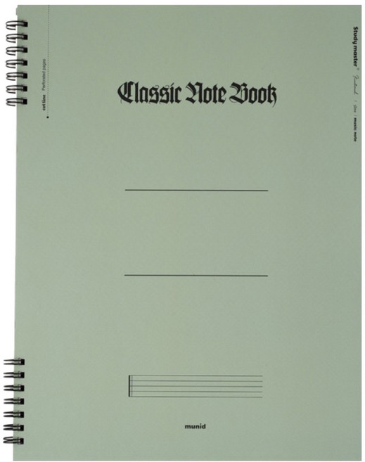 뮤니드 A4 하드커버 음악 노트, 카키, 1개