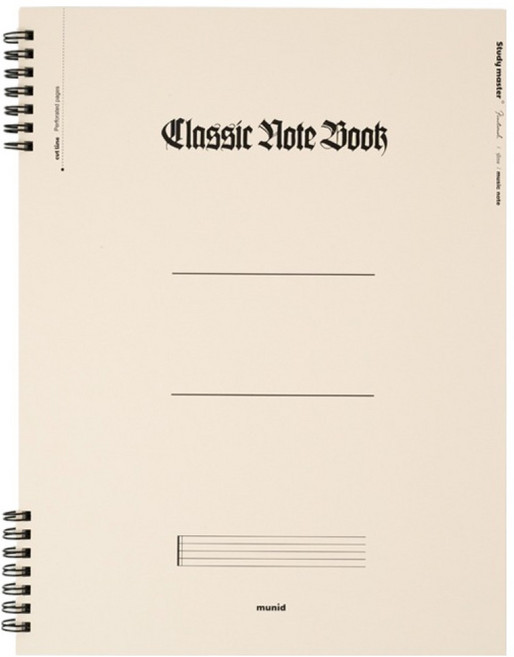 뮤니드 A4 하드커버 음악 노트, 아이보리, 1개