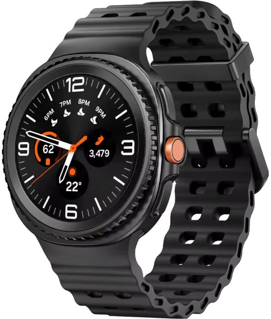 아이엠판다 스포츠 마린 실리콘 밴드 시계줄, 블랙, 1개