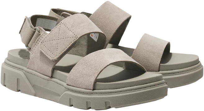 Timberland 女款 後帶式皮革涼鞋 A61MGEO3, 24.5cm, 淺灰褐色