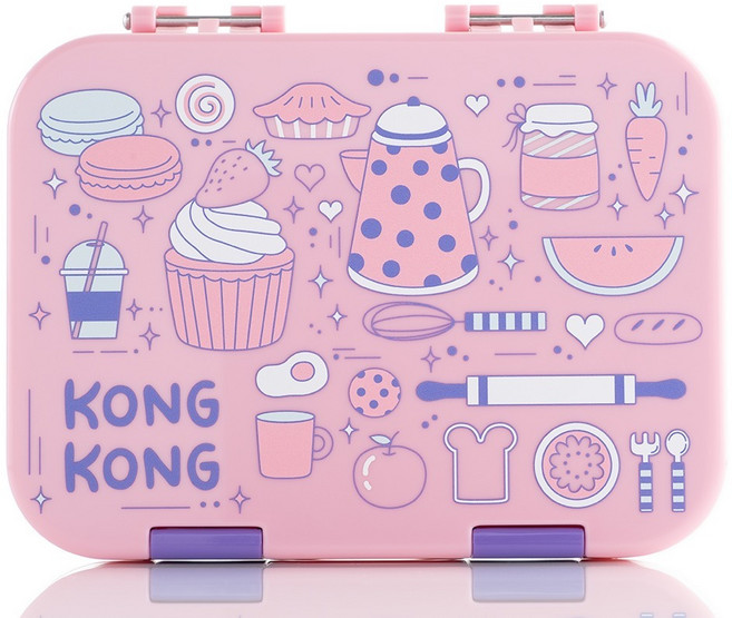 콩콩 유아용 타이니 그래픽 도시락, 베이비핑크, 1개