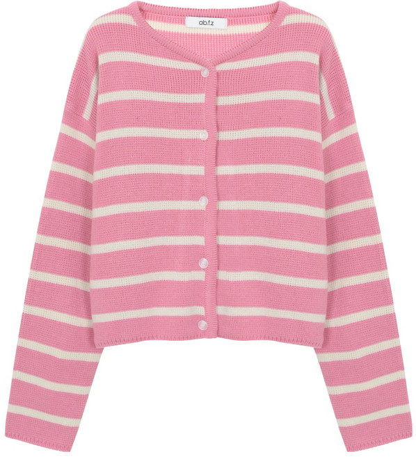 에이비에프지 여성용 스트라이프 라운드 니트 가디건 AFY4ZY32