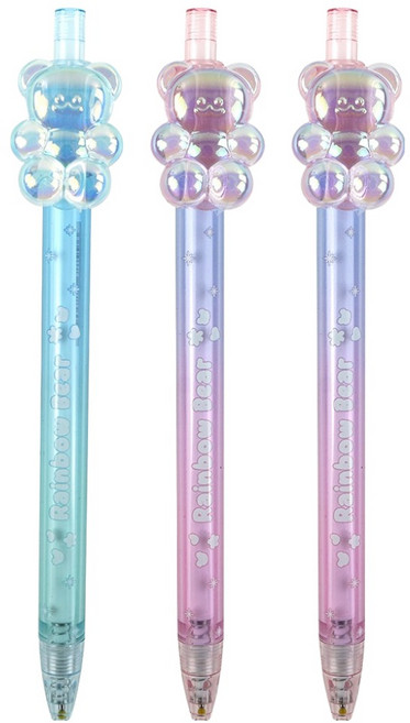 핑크풋 레인보우 베어펜 0.5mm 3p 세트, 랜덤 발송, 1세트