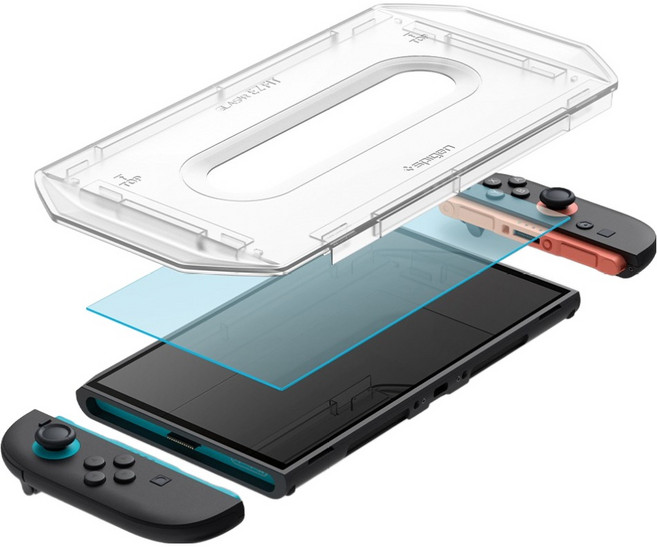 슈피겐 닌텐도스위치2 저반사 강화유리 이지핏 AR 액정보호필름 세트, 투명, 1세트, AGL09112