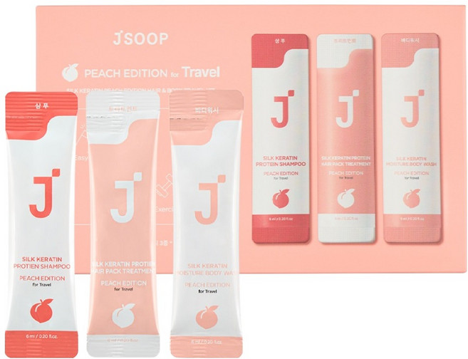 제이숲 실크 케라틴 피치에디션 트래블 키트 헤어바디 3종 10p 세트, 1세트