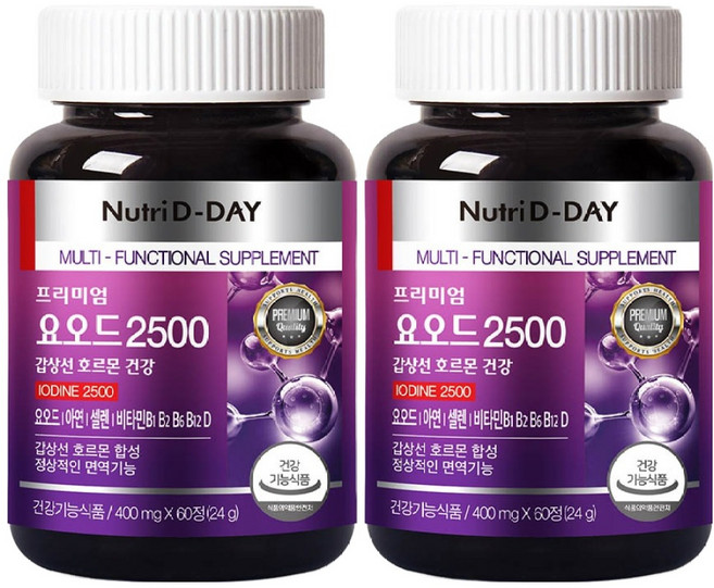 뉴트리디데이 갑상선 호르몬 건강 요오드 2500 24g, 60정, 2개