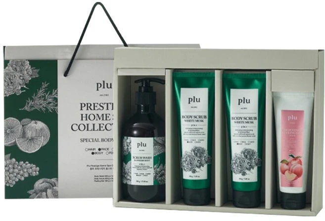 플루 프레스티지 홈스파 컬렉션 스크럽 200g x 2p + 바디워시 500g + 필링젤 100g 선물세트, 1세트 - 쿠팡