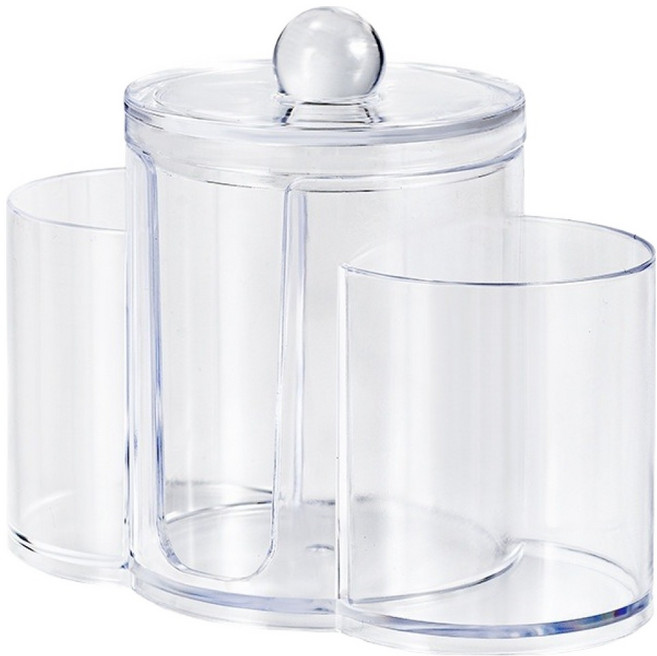 오템 화장솜 면봉 수납함 3칸 ONE SIZE, 투명, 1개